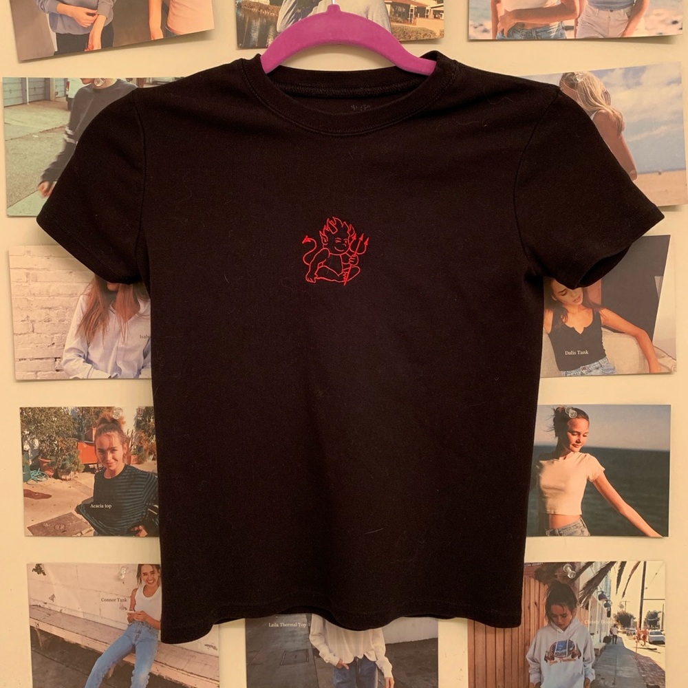 Black Devil Embroidered Tee